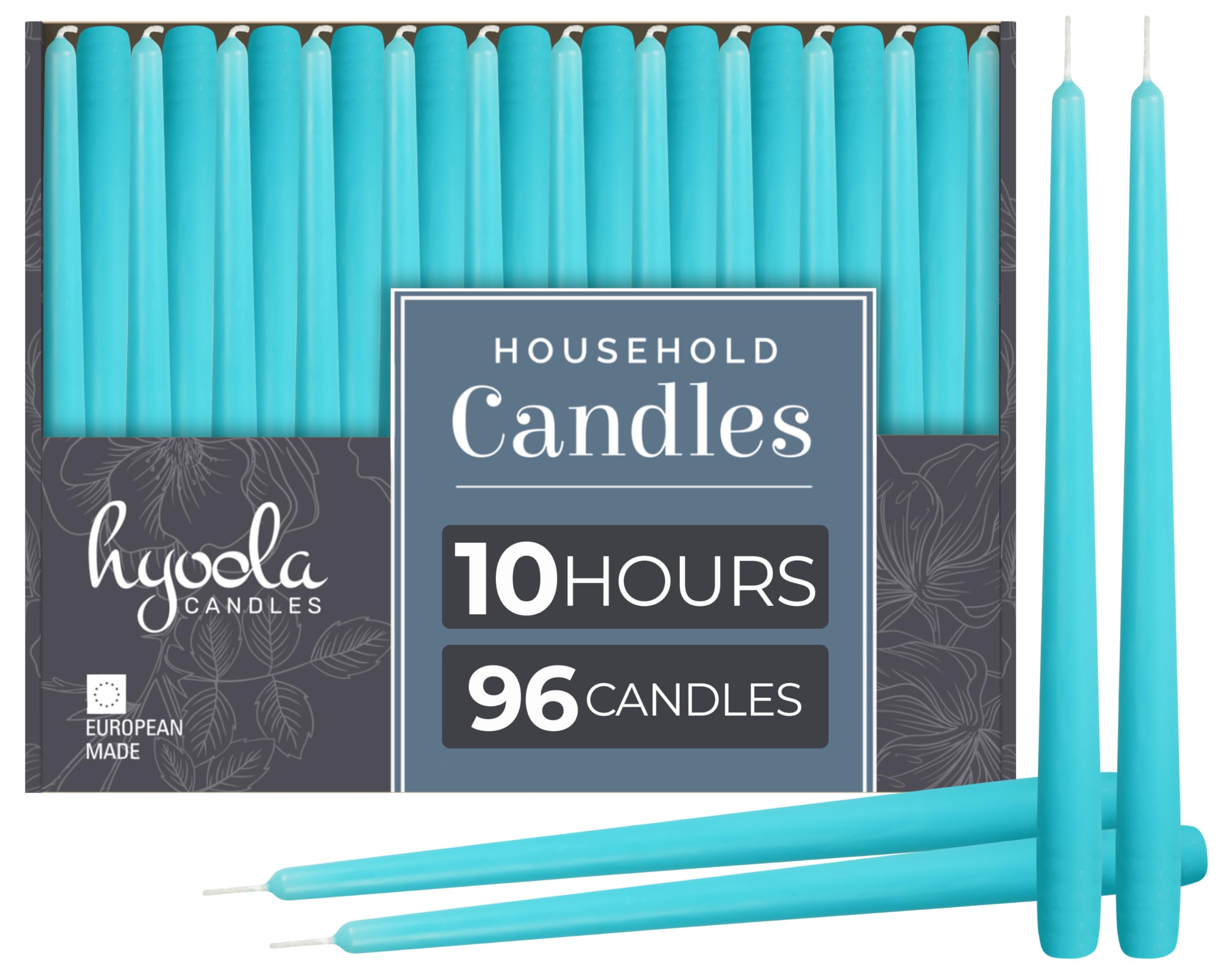Hyoola - Candele coniche alte per candele, 30,5 cm, colore blu chiaro, senza profumo, 10 ore di combustione, confezione da 100