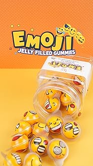 FirstChoiceCandy Jelly Filled Gummies - Assorted Flavor Gummy Filled Candies - Filled With Fruit Jams - 20 Pieces In Resealable Jar (Face)