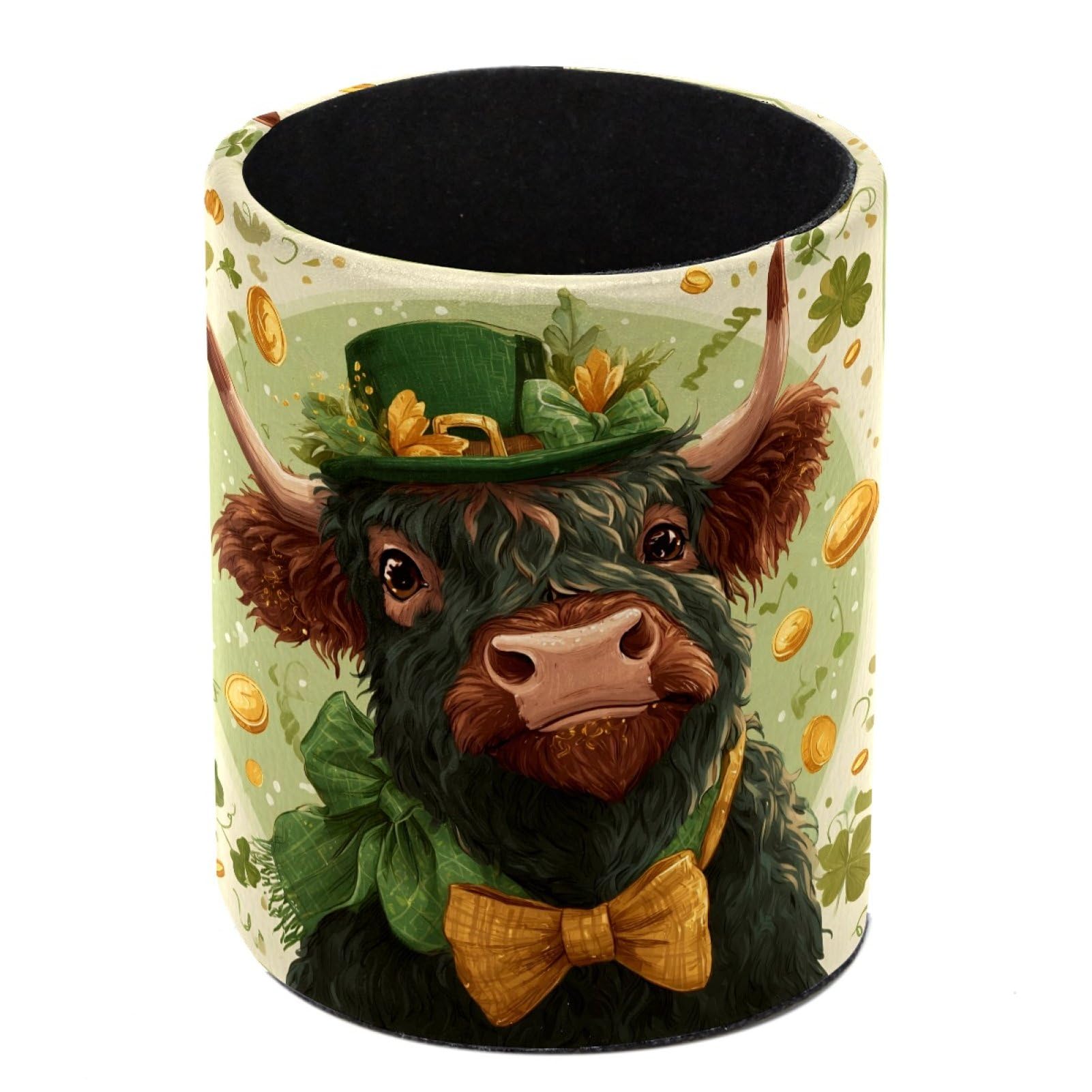 FWJZDSP St Patricks Day Cow Pencil Cup Pen Organizer Makeup Brush Holder for Office Home Countertop Desk Accessory Storage