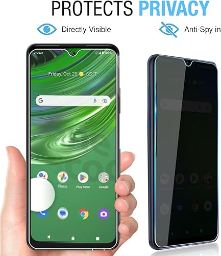 Miniatura 2 de MOOISVS Paquete de 2 protectores de pantalla de vidrio templado para Cricket Outlast, película de vidrio templado Ultra HD, antiespía, dureza 9H,