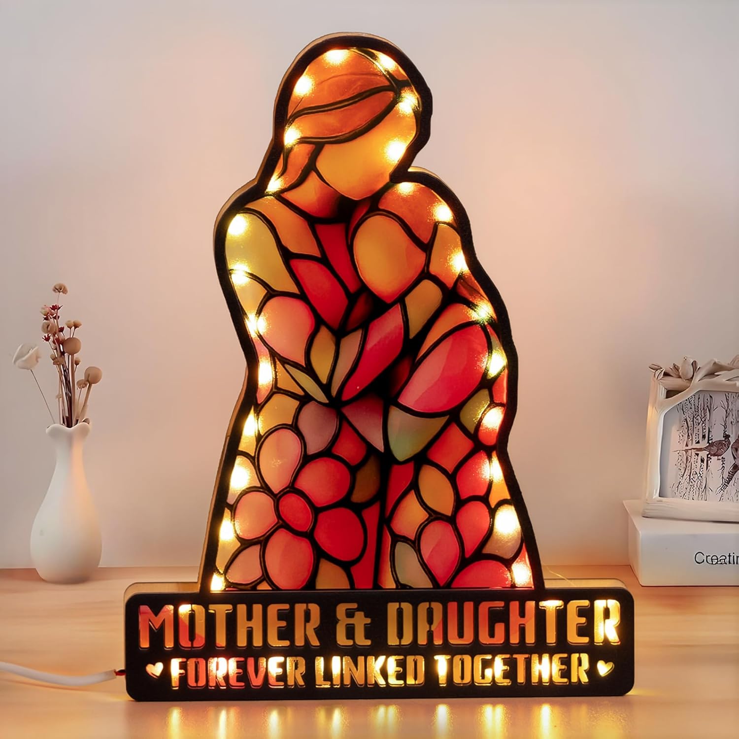 Gift for Daughter Gifts from Mom, Daughter Birthday Gifts, Christmas Mother Daughter Gift, Mother's Day Graduation Decorative Led Light Night, Mom Gifts, Mother & Daughter Forever Linked Together A1 - Image 1 of 8