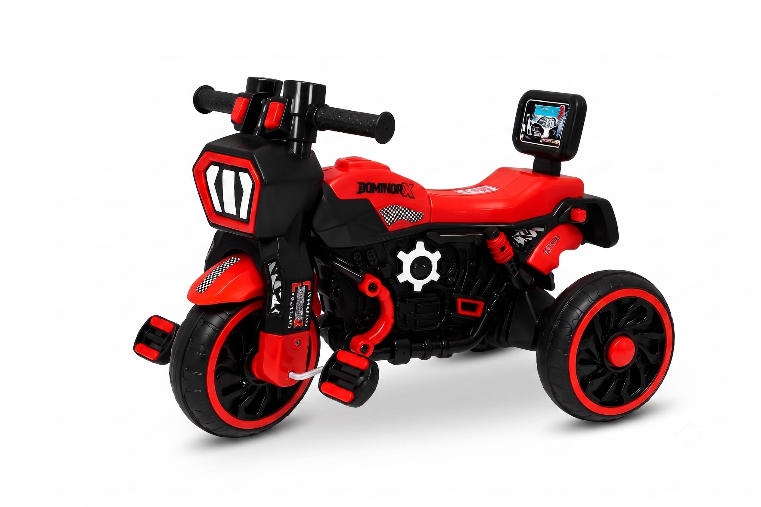 Kids Trike Bike, Ride-On Tricycle with Music, Anti-Slip Pedals & Extra Wide Wheels for Toddlers Aged 2-5 Years, Non-Toxic BPA Free Plastic Toy, Red-image-14