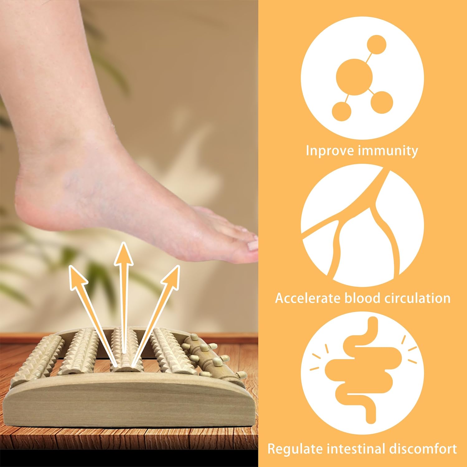 Foot Massager Roller (One Foot). Plantar Fasciitis & Pain Relief. Shiatsu & Acupressure Reflexology Tool, Myofascial Release, Trigger Point Acupuncture. (5.55x4.57x1.77 inch) - Image 4