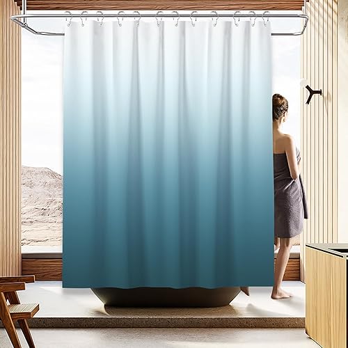 Miniatura 4 de Navy Blue Bathroom Sets with Shower Curtain and Memory Foam Bathroom Rugs and Non Slip U Shaped Toilet Rugs Shower Curtain Set 4 Piece for Perfect