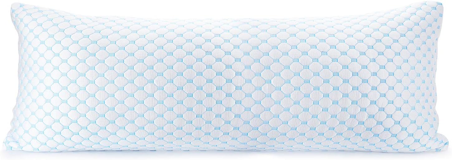 Clara Clark Cooling Pillows for Sleeping - Memory Foam Pillows - Luxury Gel Pillow with Reversible Cover Cool to Velvety - Breathable Bed Pillows for Side Sleepers - Body Pillow - 20 x 54