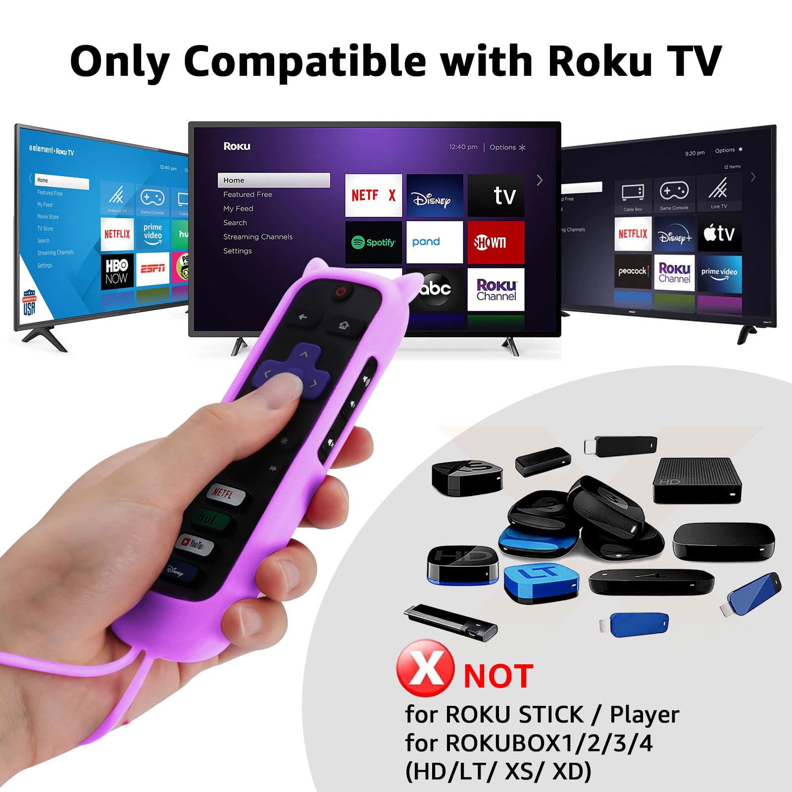 Confezione da 2 telecomandi di ricambio per Roku TV con custodia protettiva morbida (si illumina al buio), telecomando compatibile con TV TCL/Hisense/Sharp/Philips/Onn/Element Roku (non per