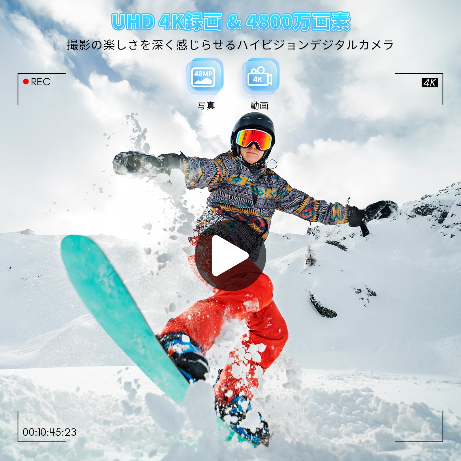 Amazon | Lecnippy デジカメ 4K デジタルカメラ 32GBマイクロSDカード 