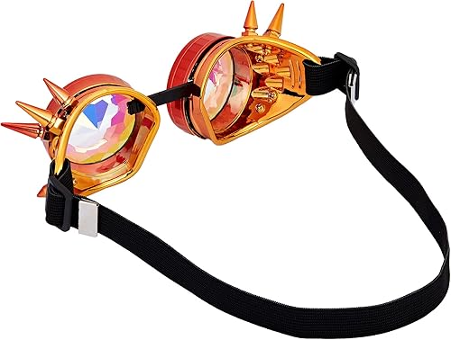 Miniatura 137 de Gafas de caleidoscopio retro con pinchos, gafas de cristal arcoíris steampunk estilo soldadura, gafas de cosplay punk