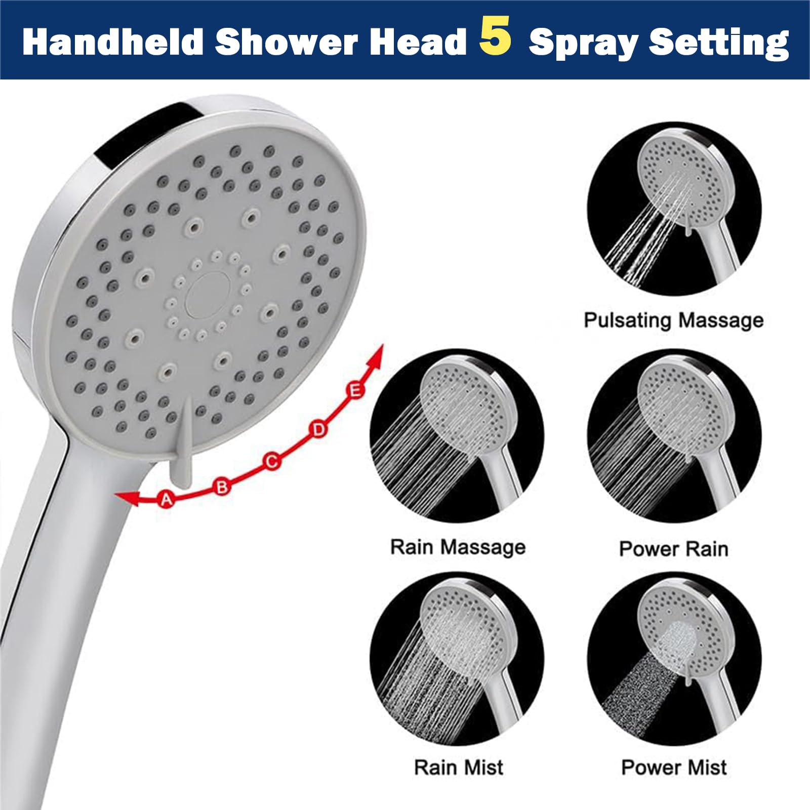 NearMoon Filtered Shower Head - High Pressure & 5 Settings -5