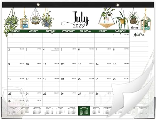 Calendario de escritorio 2023-2024, calendario 2023-2024, calendario mensual de escritorio grande, julio 2023 a diciembre 2024, 22 x 17 pulgadas,