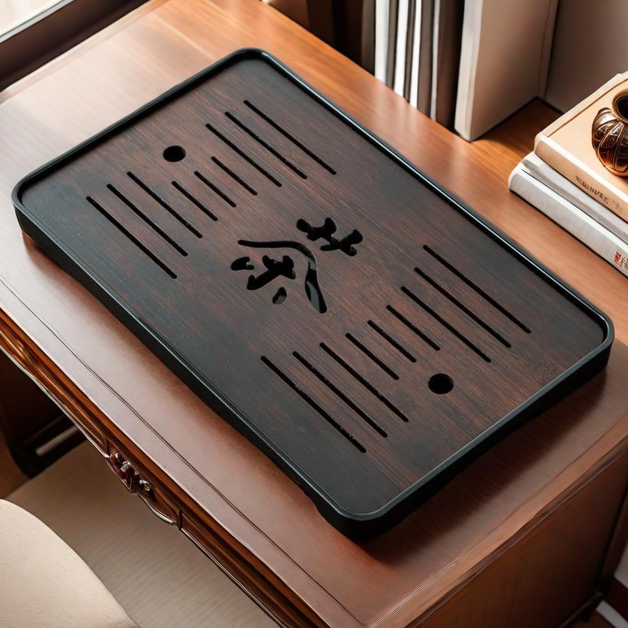 Large 17 Inch Bamboo Chinese Gongfu Tea Ceremony Tray Table Box with Water Storage for Kungfu Kung fu Tea Set