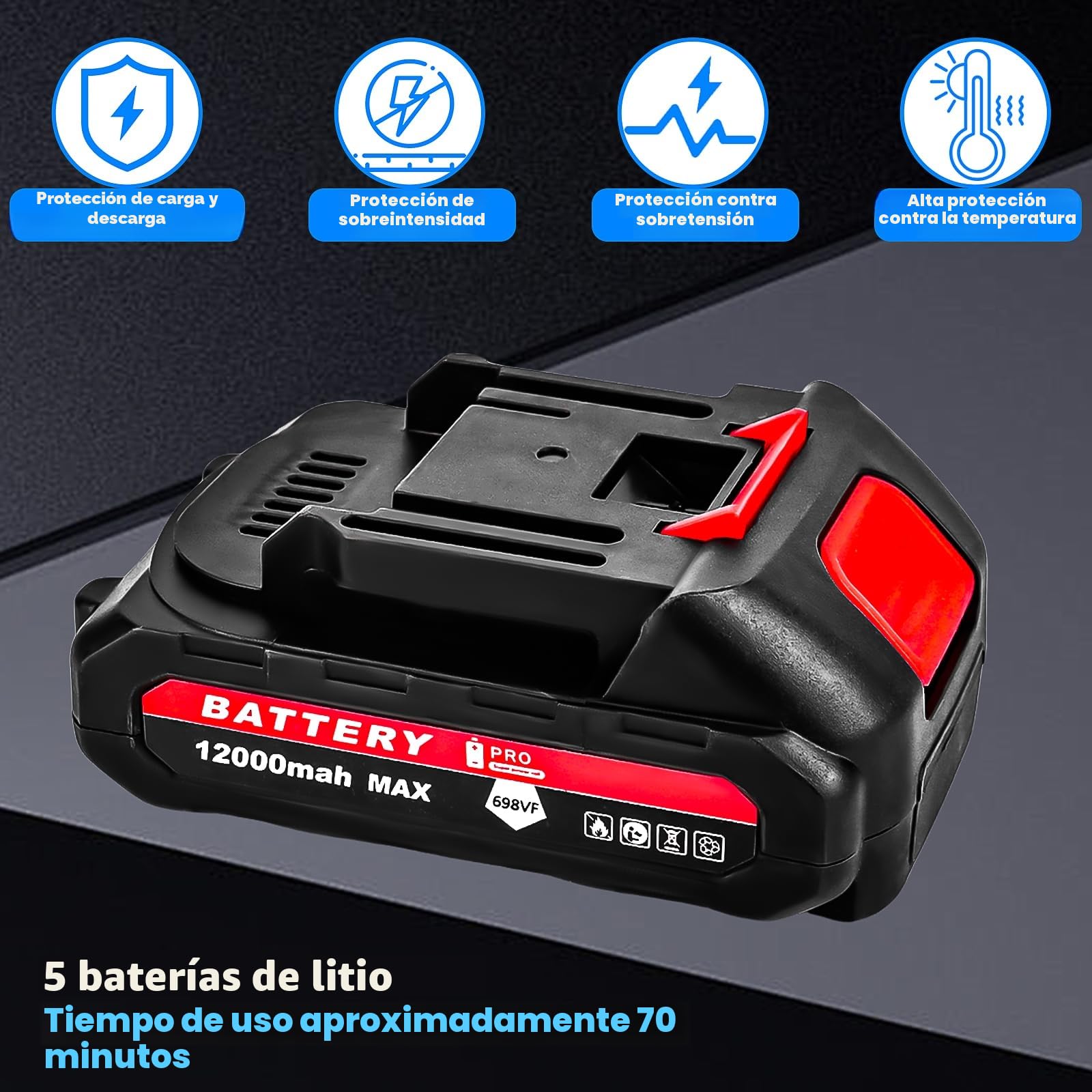 Mini motosierra eléctrica de 6 pulgadas con 2 baterías de 6000mAh y cargador,Batería de motosierra manual con cerradura de seguridad Batería de motosierra manual para podadoras podadoras cortador b