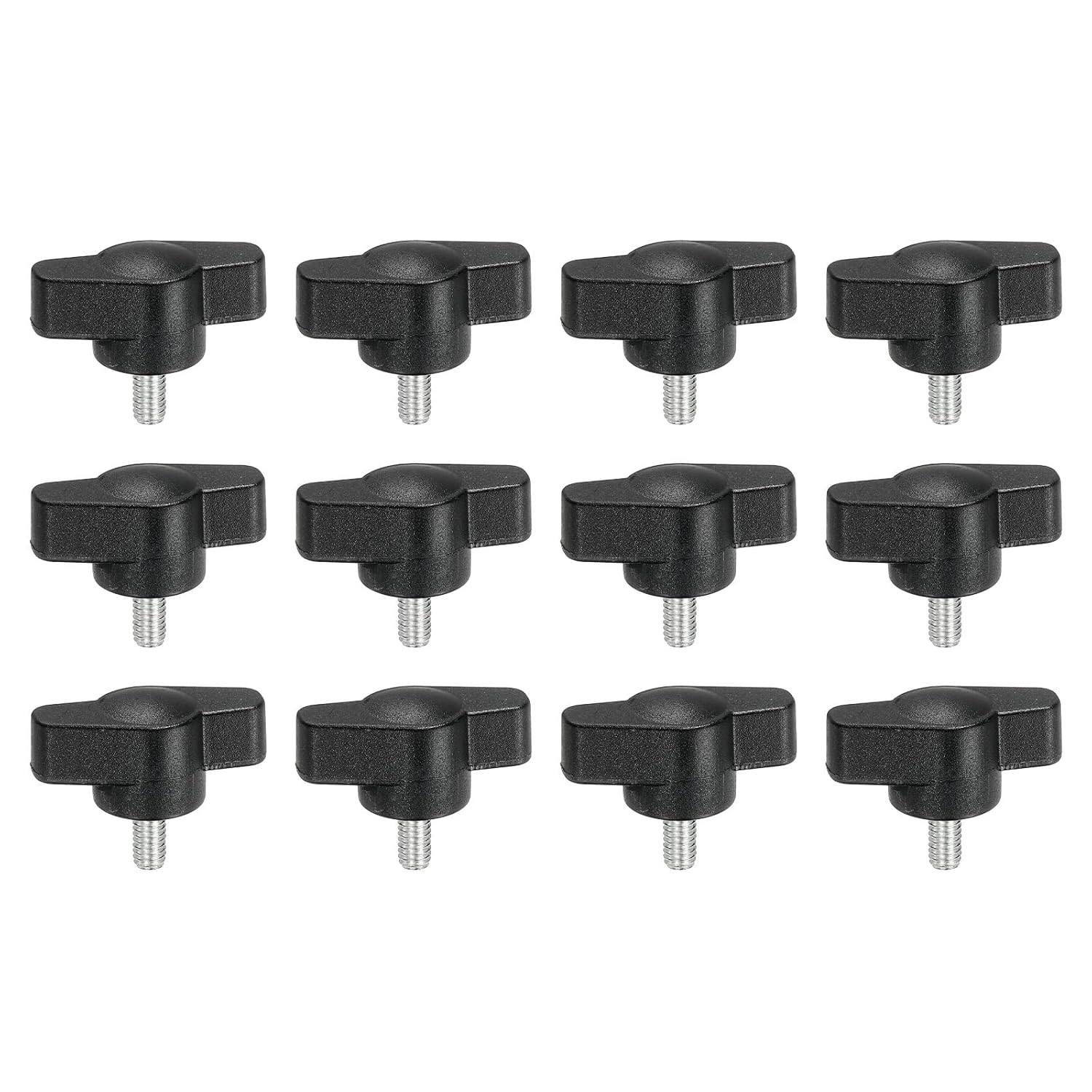 Generic M4 x 8mm Tee Thumb Screws, 12 Pcs 27mm Width Carbon Steel Tee Wing Knobs Screws Clamping t Head Handles Thumbscrew Bolt Screw Kit for Replace Hand Tightening Knob Supply, Black