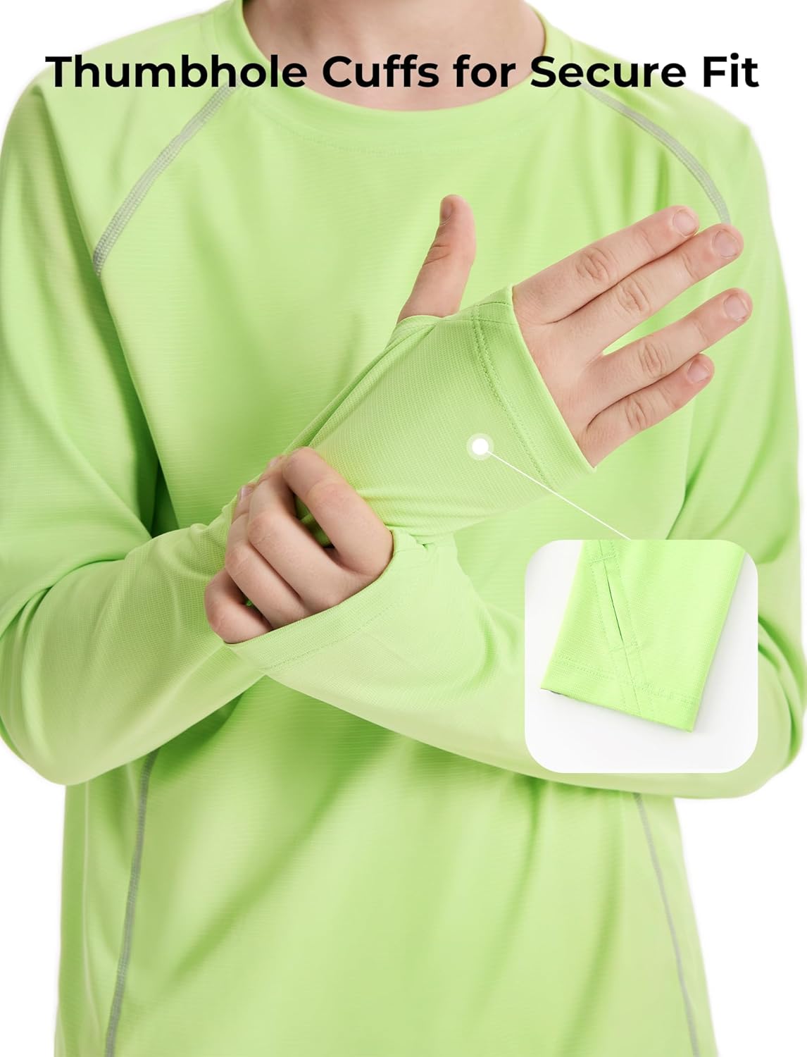 PATPAT Kids Long Sleeve T-Shirt, Quick-Dry UPF 100+ Rash Guard Tee with Thumb-Hole & Reflective Strip for Boy Girl Youth - Image 6