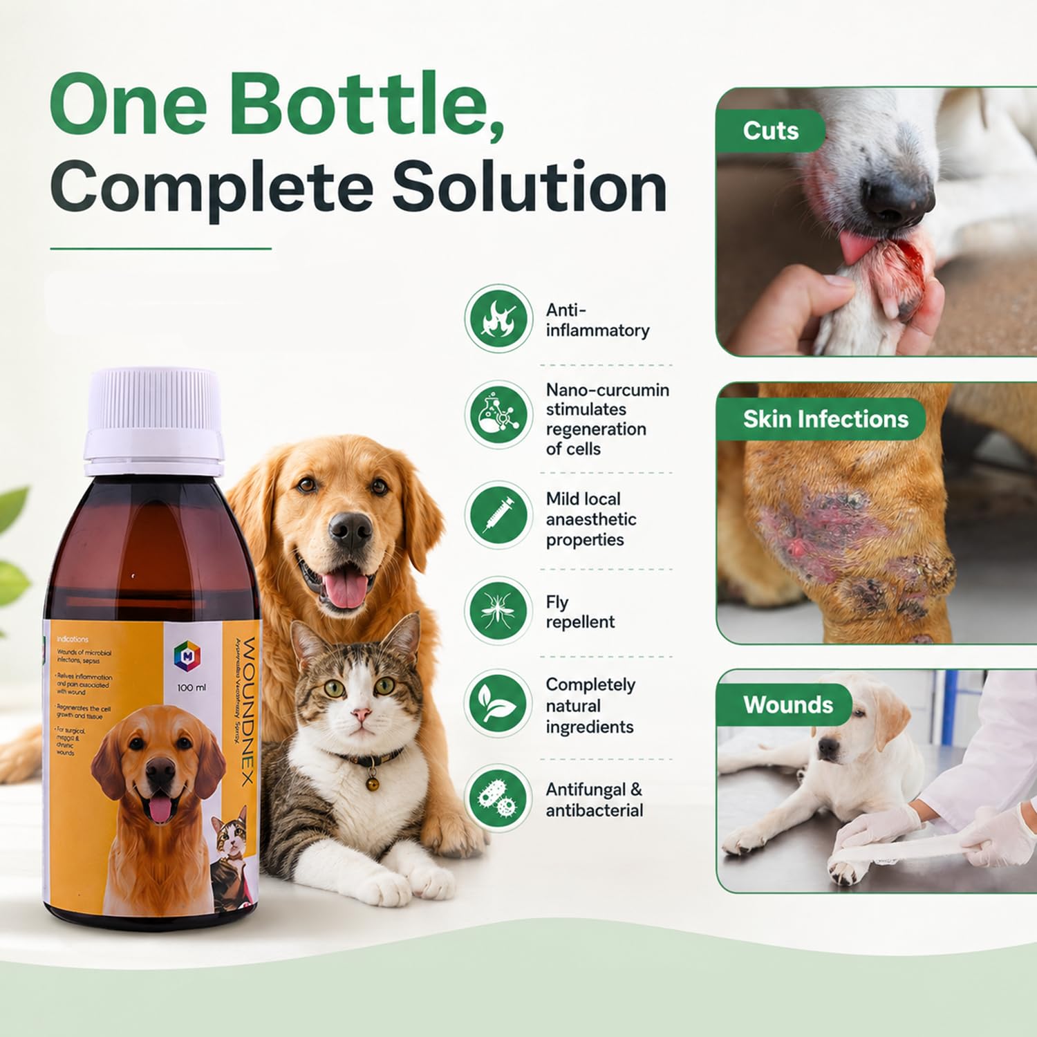 Medfly Wound Nex Antimicrobial Spray for Dogs & Cats - for Itching & Wounds | Natural Antiseptic Spray | Quick Recovery from Cuts, Wounds & Infections | Safe for Puppies & Kittens - 100ML 2