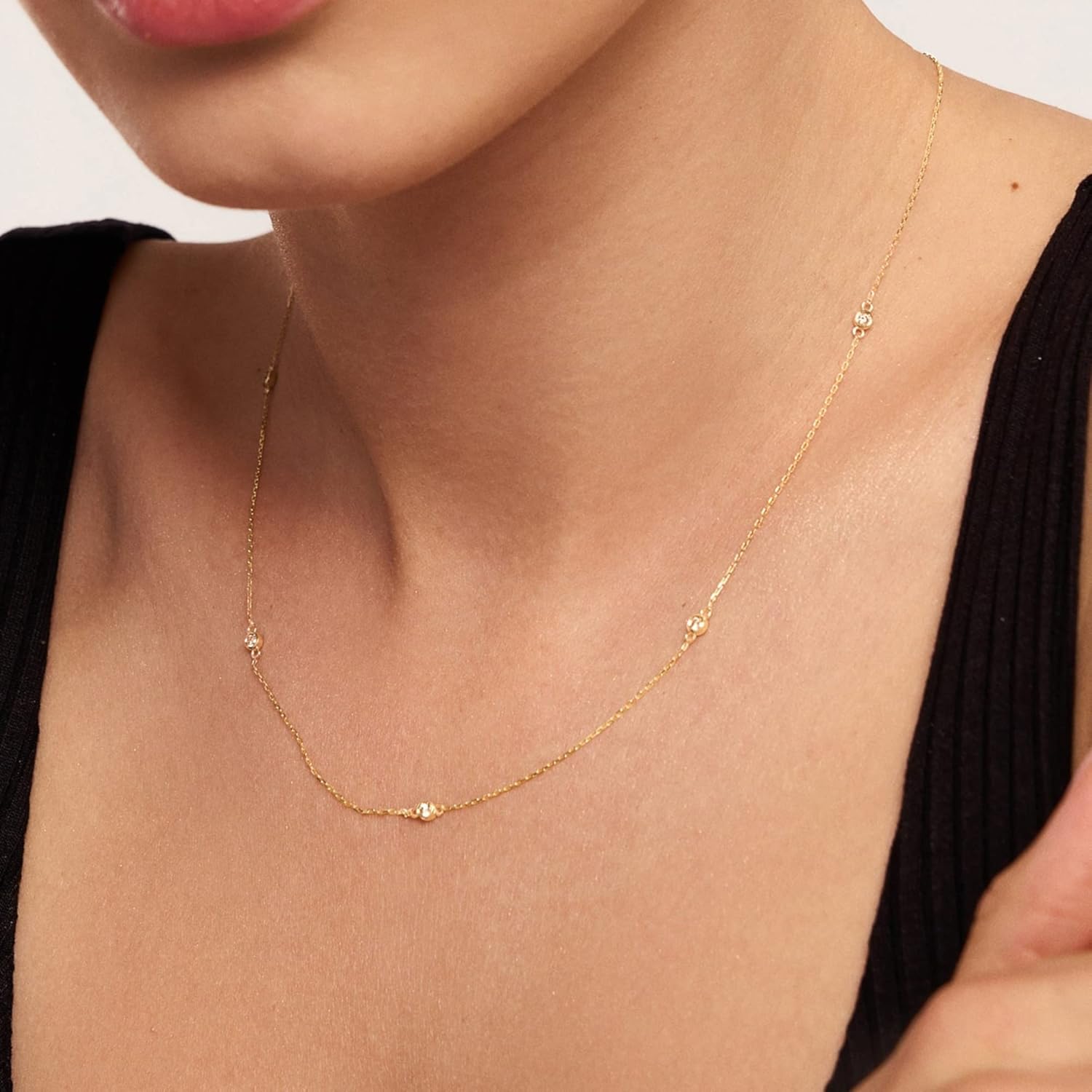 Tewiky Dainty 14k Gold Plated/Silver Cubic Zirconia Necklaces for Women, Simple CZ Jewelry Necklaces Trendy Gifts - Image 4