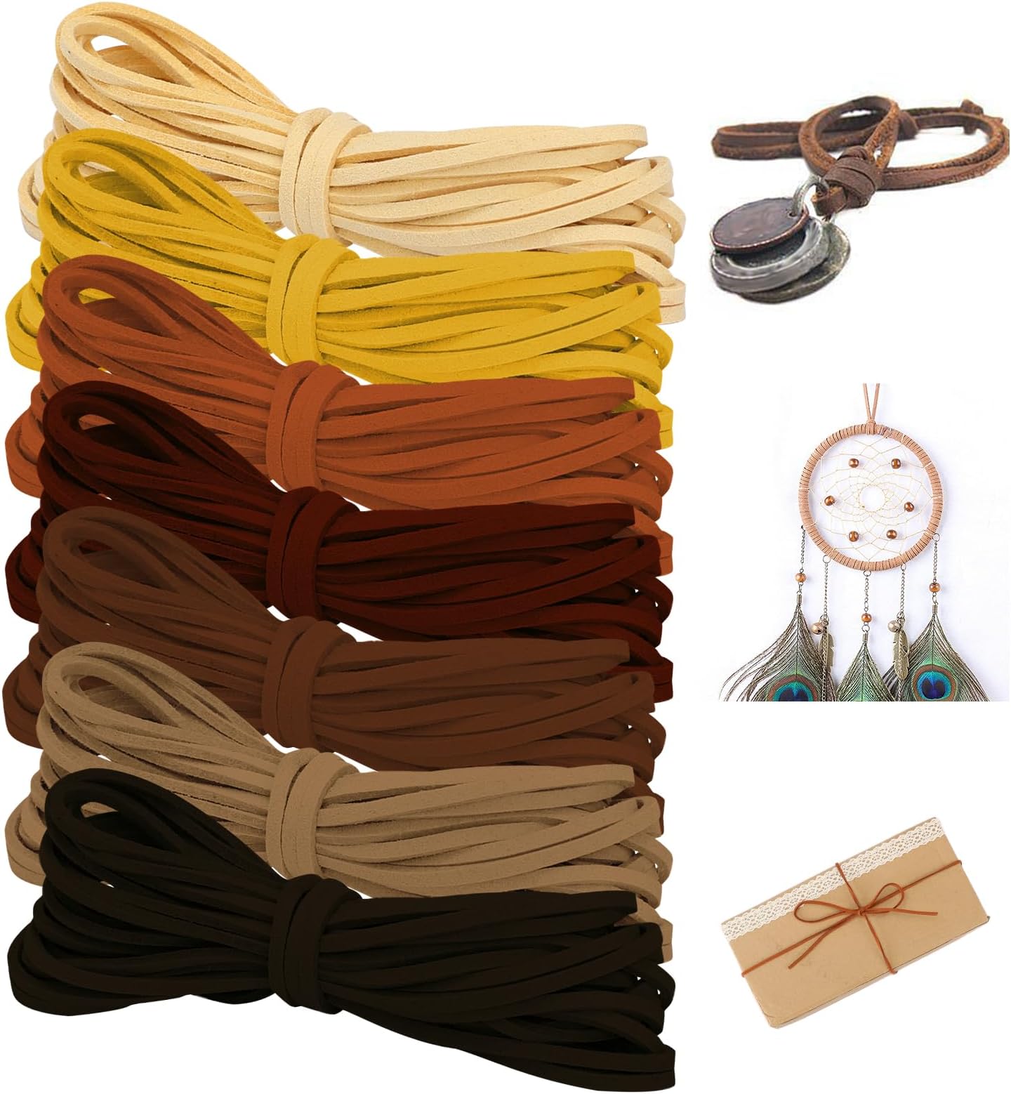 DAHI Lederband Set 54 Meter - 26 Farben 3mm Wildleder Für Schmuck DIY