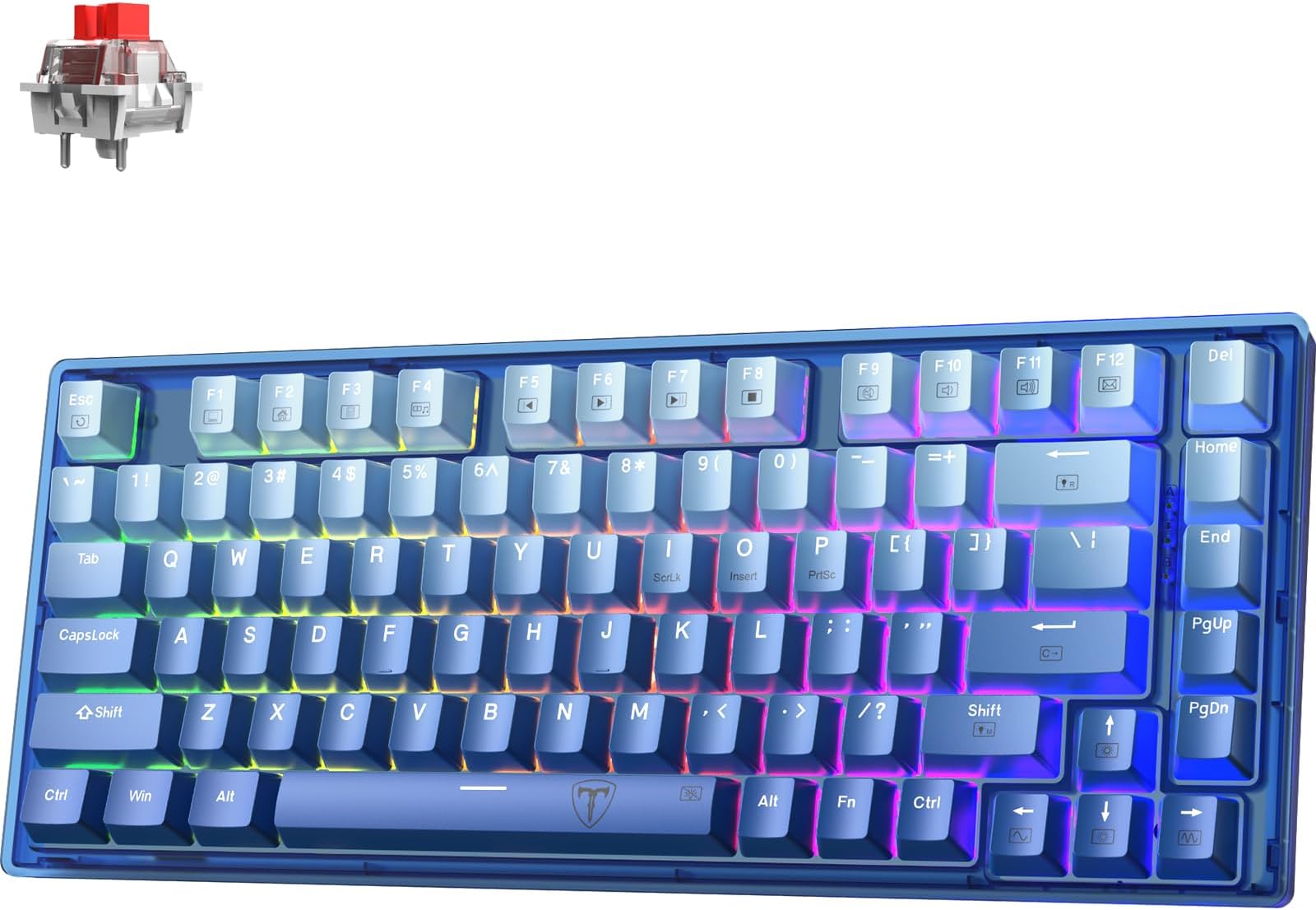 RisoPhy 60 Percent Mechanical Gaming Keyboard - 82 Keys Hot Swappable, Linear Silent Red Switches, Blue PBT Keycaps, Compact Mini RGB Led Backlit Wired, Pro Driver Supported