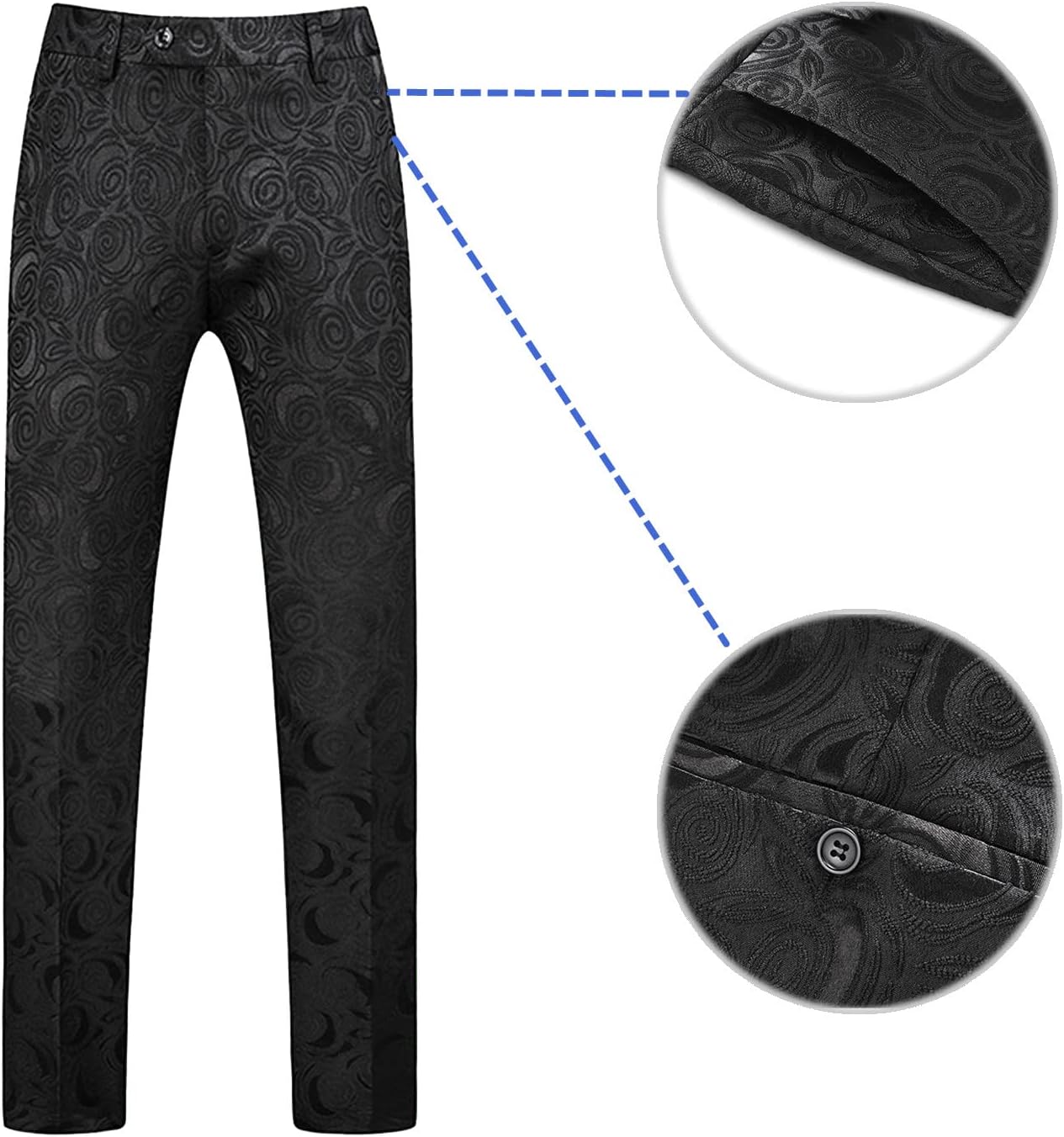 UNINUKOO Mens Suits 3 Piece 1 Button Prom Floral Wedding Shawl Lapel Casual Tuxedo Suit Set - Image 4