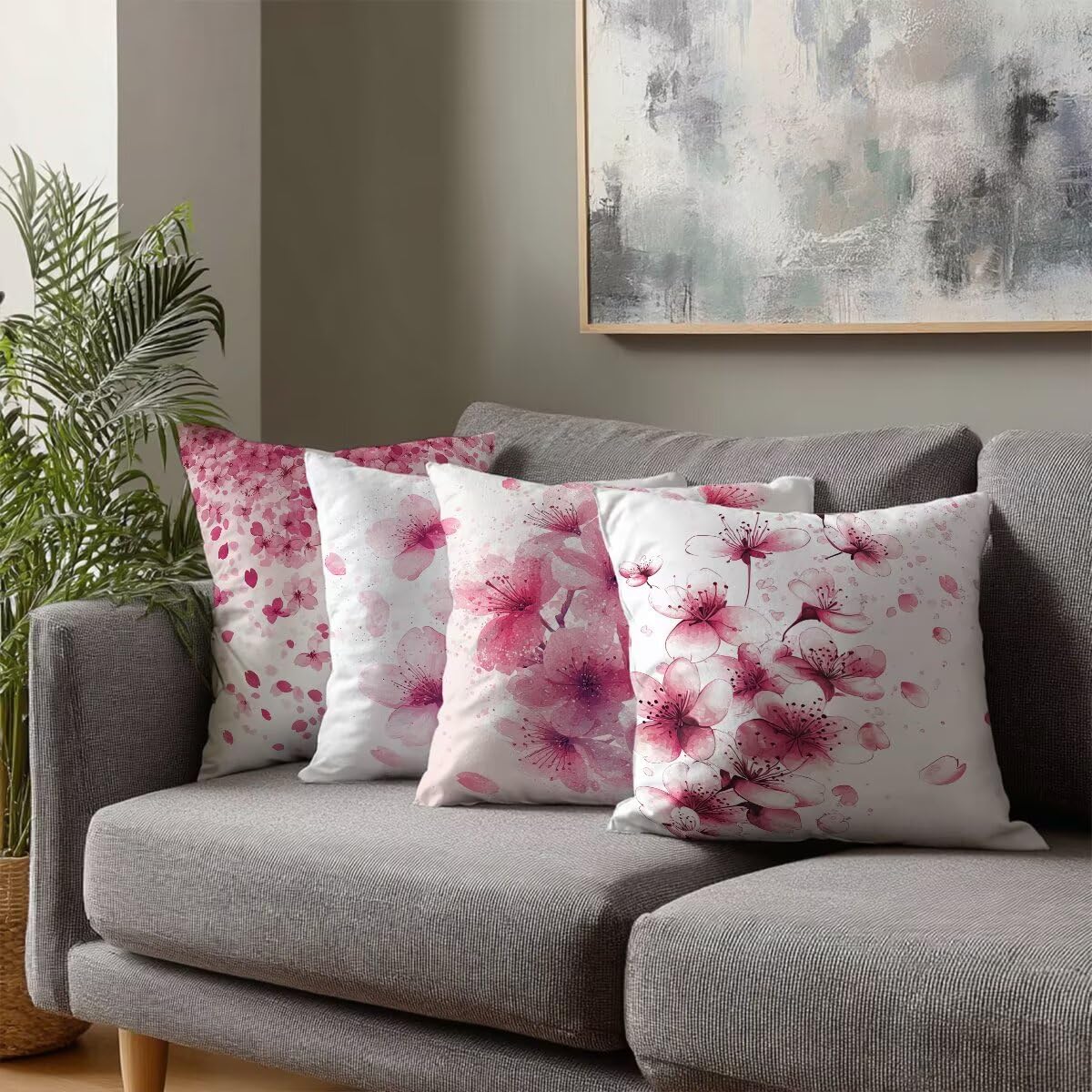 Zestaw 4 poszewek na poduszki 65 x 65 cm, białe, dekoracyjne, kwadratowe poszewki na poduszki, z niewidocznym zamkiem błyskawicznym, do nowoczesnego wystroju, salonu, sypialni, na sofę, krzesło, G-87