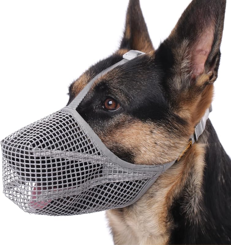 Dog Muzzle, Patented Mesh Muzzles for Small Medium Large Dogs, Soft Covered Mouth Guard with Adjustable Straps, Prevent Biting Chewing and Licking