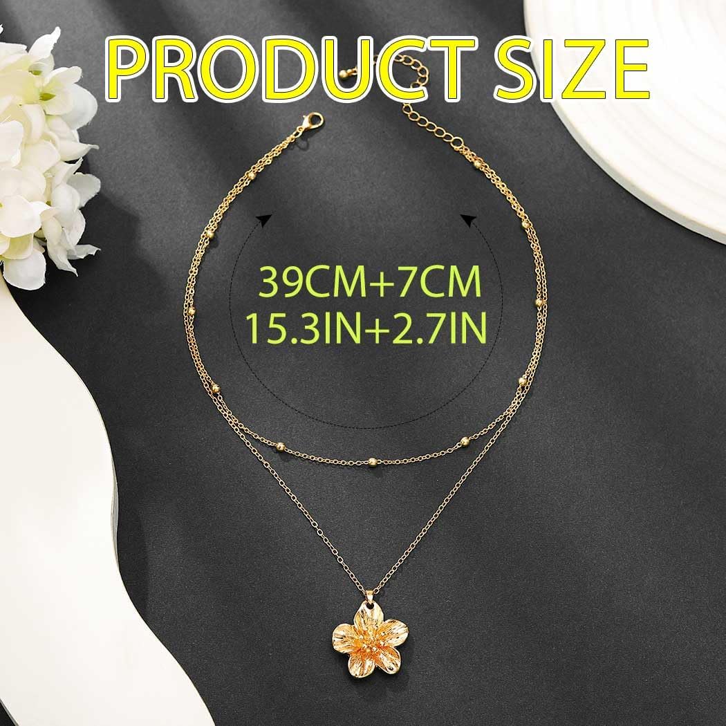 ACEDRE Gold Flower Necklace Layered Dainty Floral Pendant Necklaces Chain Accessories for Women - Image 4