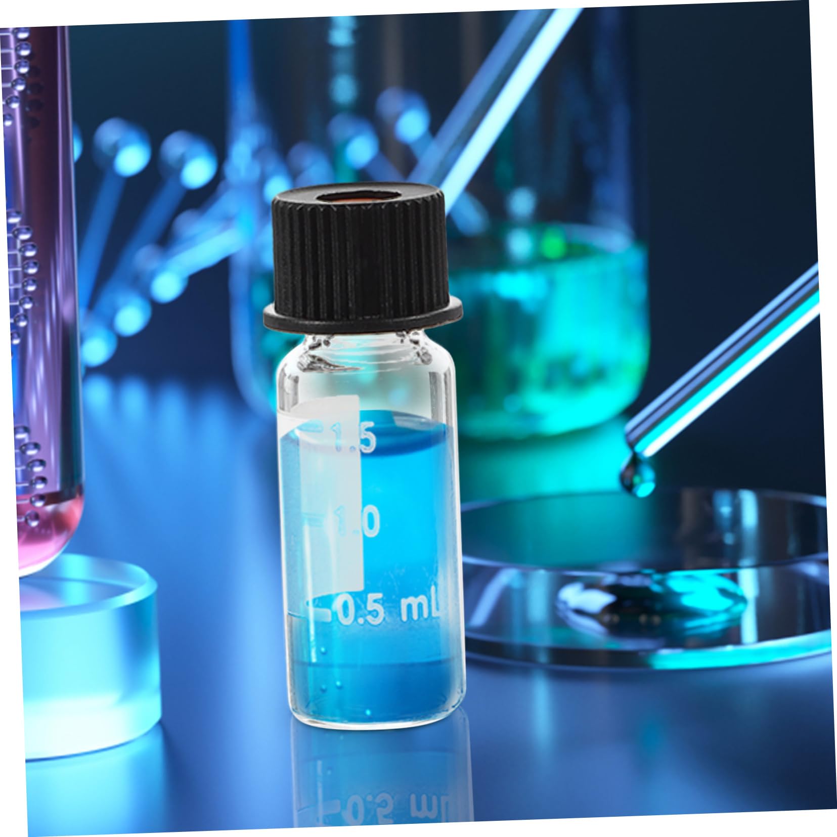 Ciieeo Botellas de Vidrio Rosca 8-425 de 2 Ml para Laboratorios, Paquete de 100 Piezas, Material Sintético, Evita Fugas, Adecuado para Polvos y Cuidado Piel