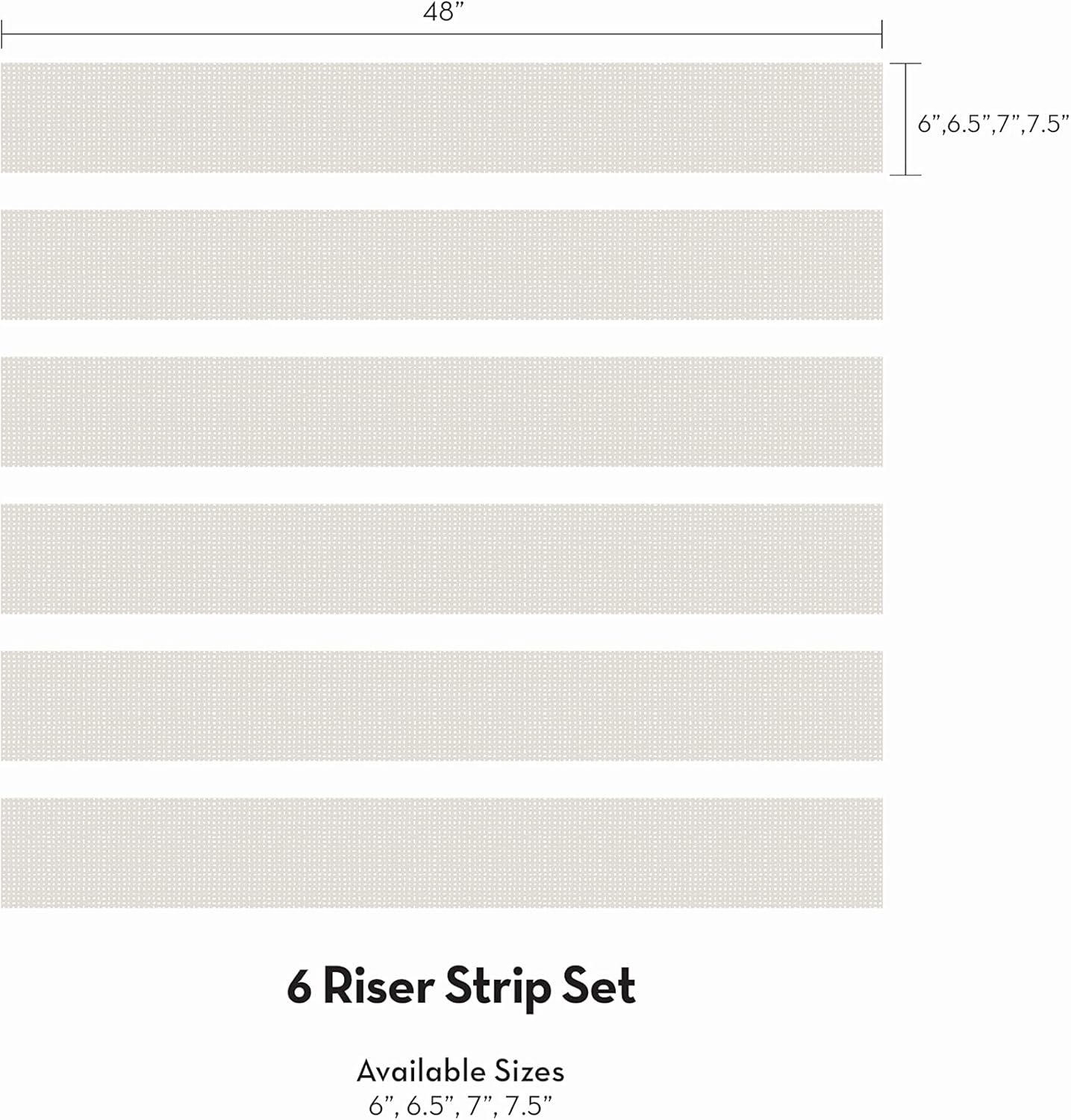 Simple Shapes Burlap Hash Pattern Peel and Stick Stair Riser Strips (6 Pack - 48" w x 6.5" h, Light Grey)