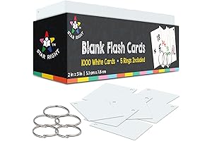 2" x 3" Blank Flash Cards | 1000 Hole-Punched White Cardstock Notecards...