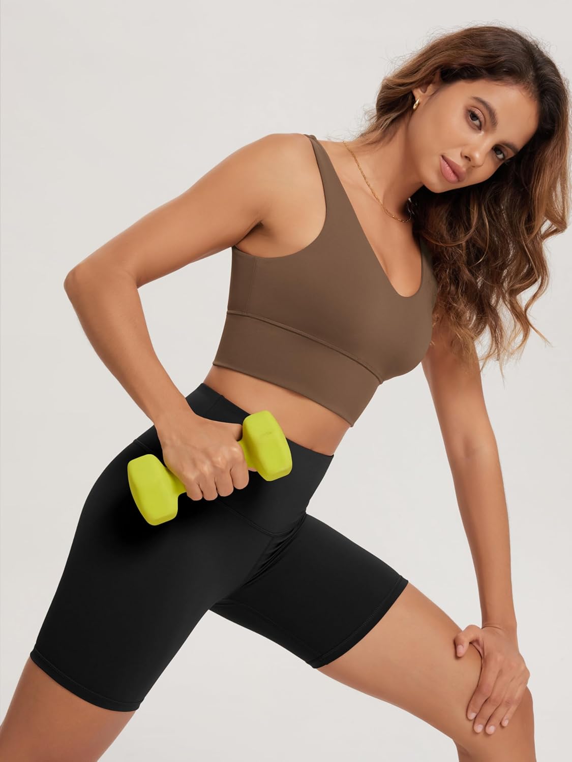 ODODOS Women's Longline U-Back Sports Bra V-Neck Padded Yoga Workout Wirefree Tank Top - Image 3