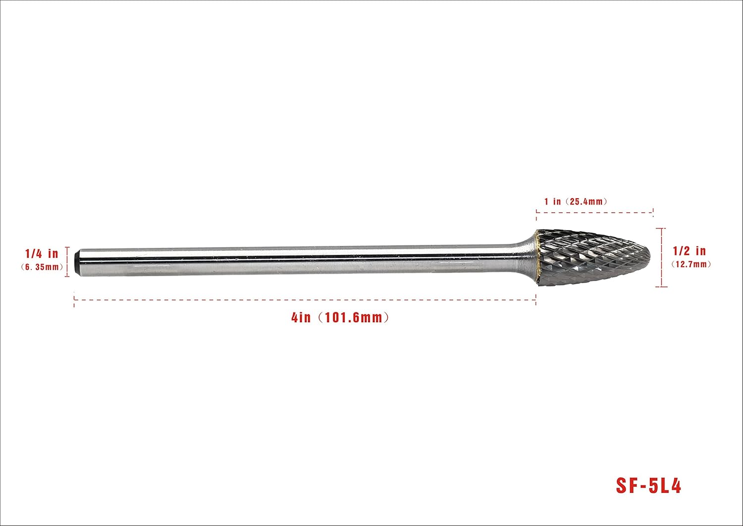 Buу 1 gеt 1 🔥 YUFUTOL Carbide Burr SF-5L4 with 1/4 Inch Shank Diameter Extended Long Double Cut Carbide Rotary Burr File 4 Inch Total Length x 1/2 Inch Cutter Dia x 1 Cutter Length Tree Shape with Radius End, 1pcs