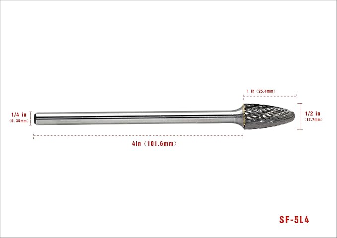Fresa Carburo SF-5L4 con mango de 1/4 pulg y 4 pulgadas longitud miniatura 3