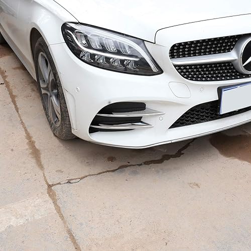 Miniatura 5 de YIWANG Tiras de lámpara antiniebla delantera ABS cromadas para Mercedes Benz Clase C W205 S205 C180 C260 C300 2019 2020 (plata)