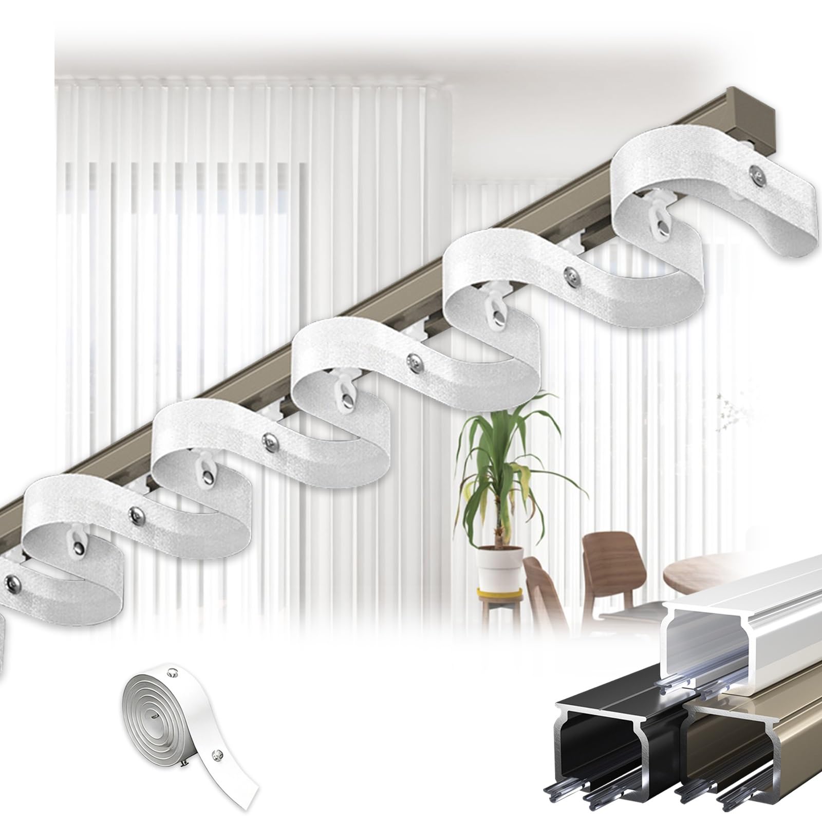 Rail de plafond pour séparateur de pièce salon et chambre champagne 3,8m