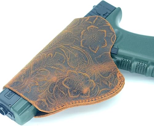 Miniatura 5 de JJNUSA Funda de cuero IWB, funda de cuero genuino para pistola Glock 19 42 43X, Ruger LCP LC9S Security 9 Max 9, Taurus G2 G2C G3C GX4, Springfield