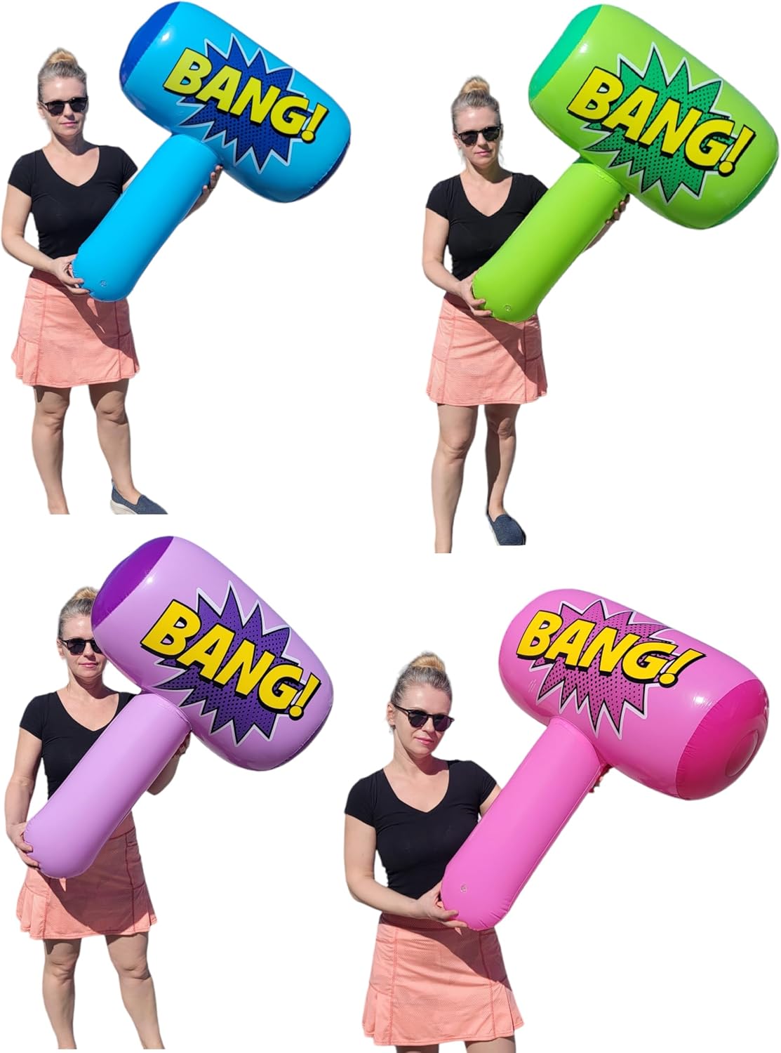 Colorful Jumbo Bang Mallet Inflate (36") Pink, Blue, Purple and Green Colors Available. Inflatable Big Bopper Hammer for Play Fights for Kids and Adults.
