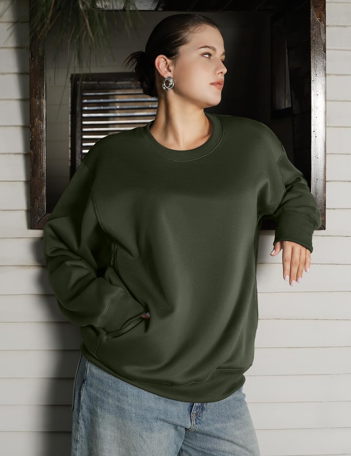 PUMIEY Women's Oversized Sweatshirts Fleece Crew Neck Hoodies with Pockets Long Sleeve Pullover Tops Three-No Collection 7 71PvYYyaKfL. AC SL1500 Influencerstyle.co