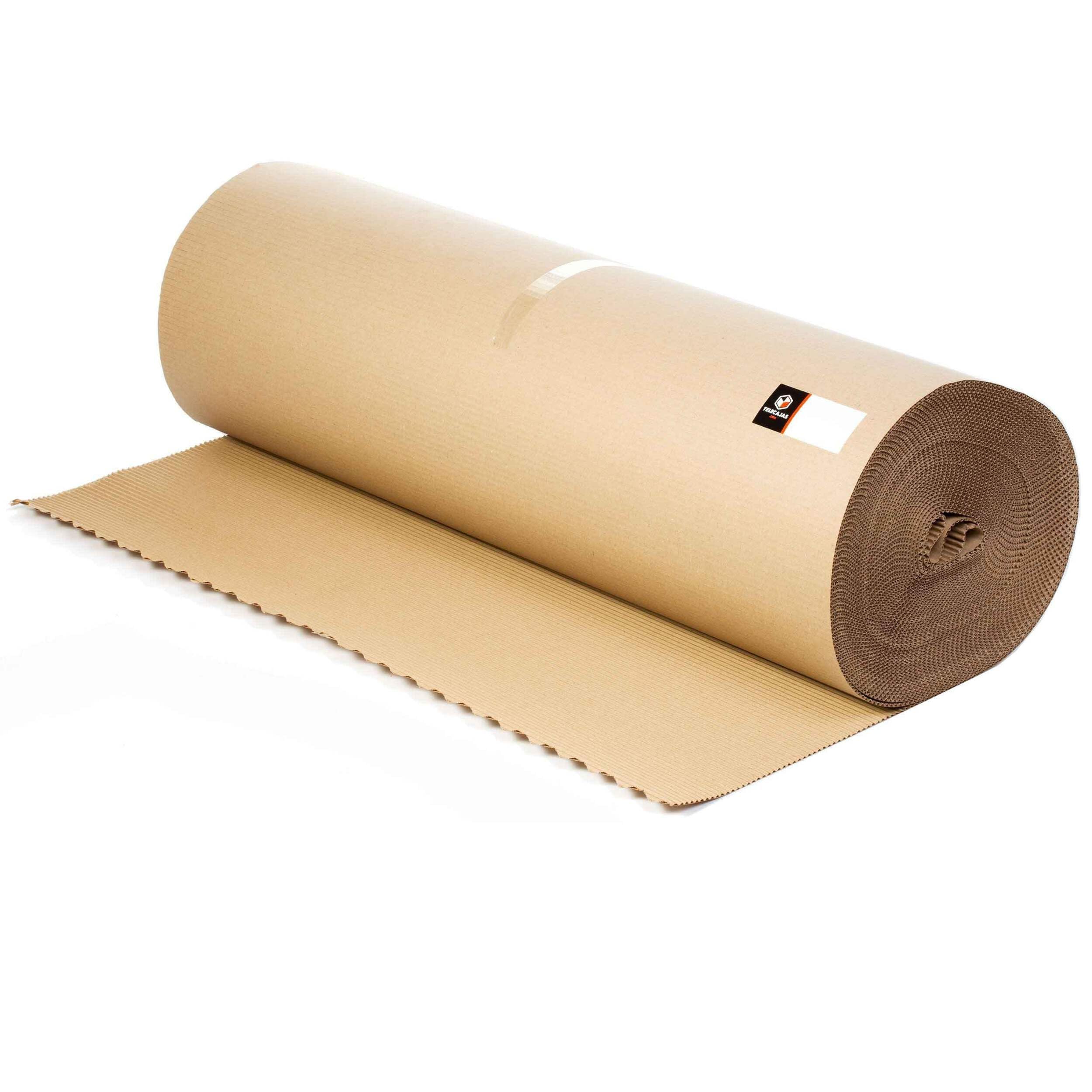 TELECAJAS | Rollo Cartón Ondulado 90 cm x 25 m | Kraft Reforzado y Resistente | Protector Ecológico para Embalaje, Mudanzas, Suelos y Trabajos de Pintura