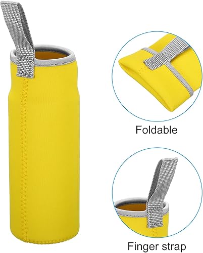 Miniatura 4 de PATIKIL Funda para botella de agua de 2.559 in x 7.087 in, paquete de 4 bolsas de neopreno aisladas para botellas con correa para los dedos, color