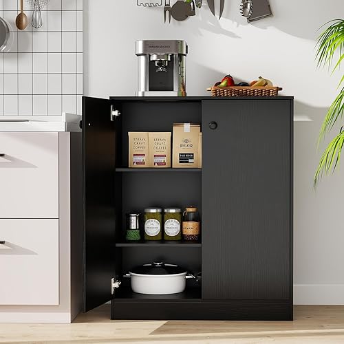 Miniatura 4 de LOKO 2-Door Storage Cabinet, Modern Floor Cabinet with 3-Tier Shelf, Freestanding Side Cabinet with Anti-Toppling Device, Storage Organizer for