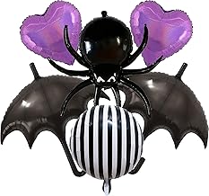 Black Umbrella Balloons Spider Balloons Gothic Black White Striped Goth Birthday Decorations Wednes day Birthday Party Decorations Adams Family Birthday Party Halloween Decor Wednesd day Theme Decor