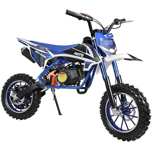 Upgraded 49cc 2-Stroke Kids Dirt Bike, Pocket Gas Motorbike, Beach Off Road Gas Power Mini Pocket Motorcycle with Improved Front Rear Disc Brakes, Mini Dirt Scooter Bike Pocket