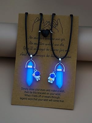 Necklaces for Women 2pcs Glow in The Dark Astronaut & Geometric Pendant Necklace (Color : Black)