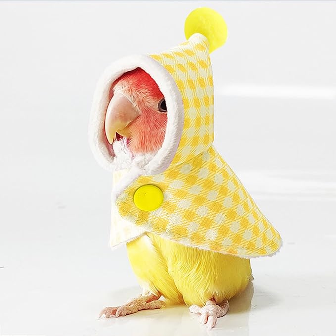 Cute Bird Costume, Parrot Cloak Cosplay Photo Prop, Bird Clothes for Budgerigar, African Greys Parakeet, Conure, Cockatiel, Mynah, Love Birds, Finches (Yellow)
