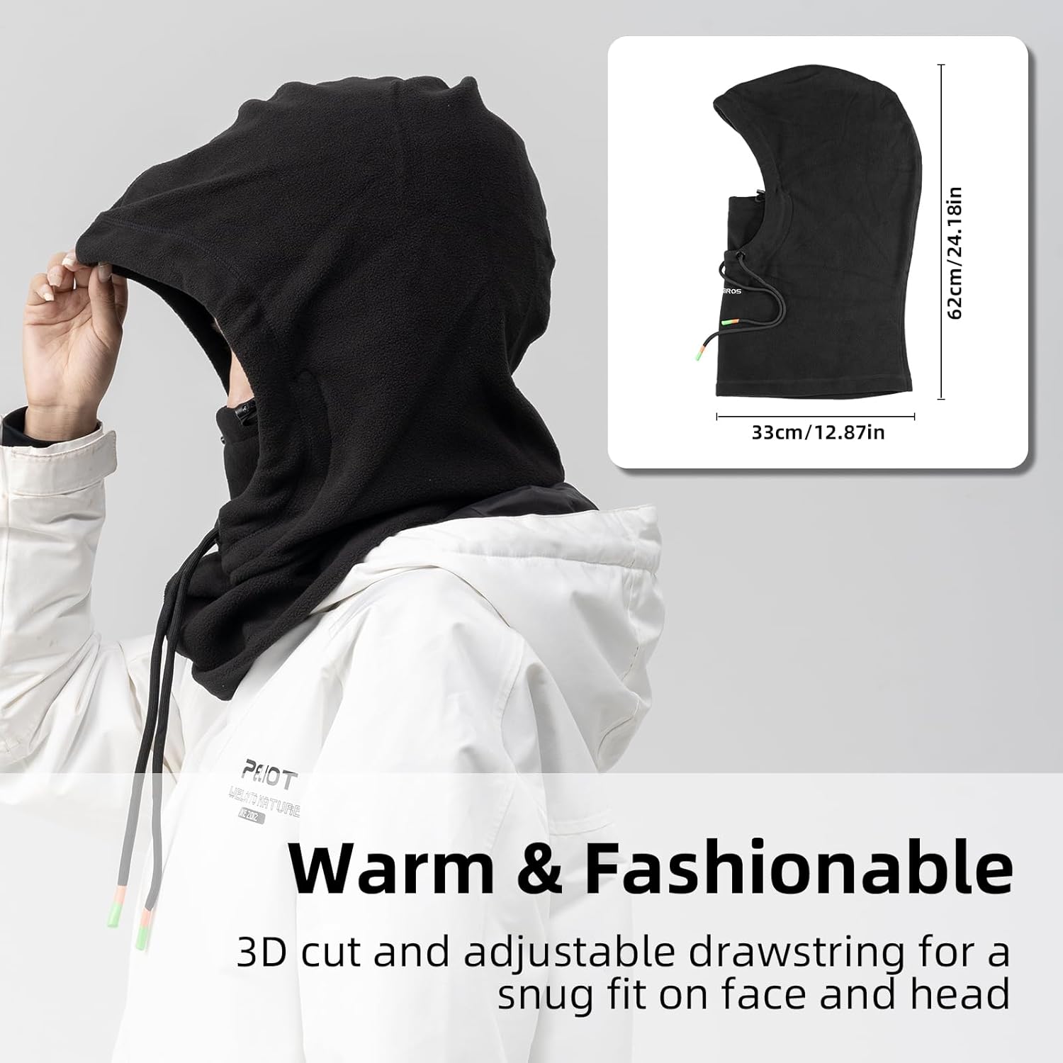 ROCKBROS Ski Mask Balaclava for Men and Women Wind-Resistant Winter Fleece Warm Hood Face Cover Hat Cap Scarf - Image 6