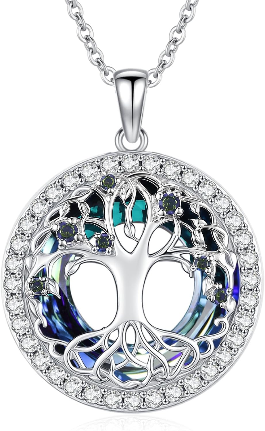 Tree of Life Pendant with Crystal Necklace- Women Jewelry 925 Sterling Silver, Jewelry gift for her, Girlfriend, Wife, Mom on Birthday, Anniversary