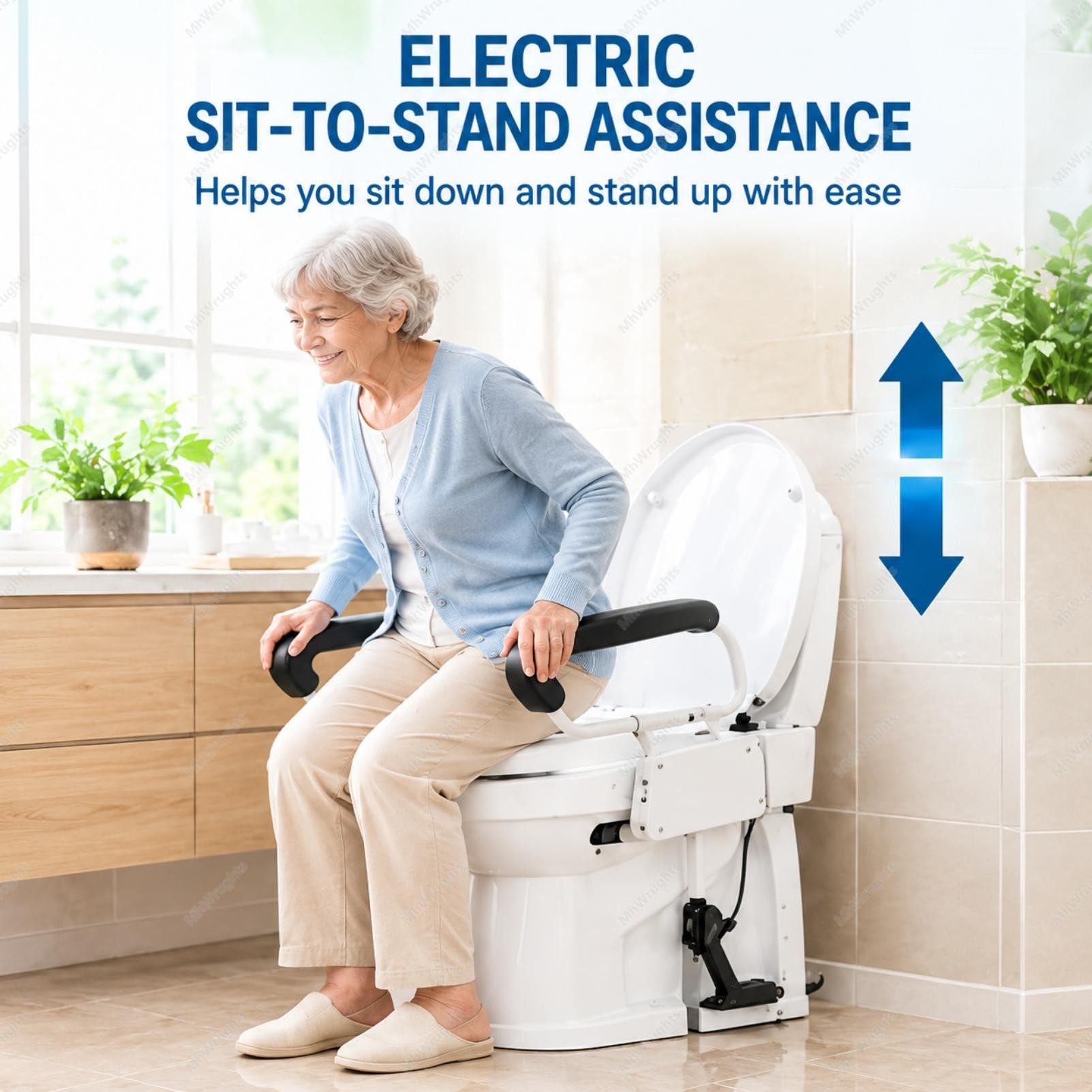 Sollevatore elettrico per WC, movimento attivo di salita e discesa