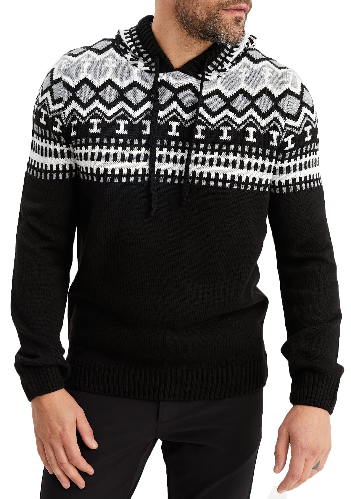 Leif Nelson Norweger Pullover Herren - Männer Strickpullover mit Kapuze