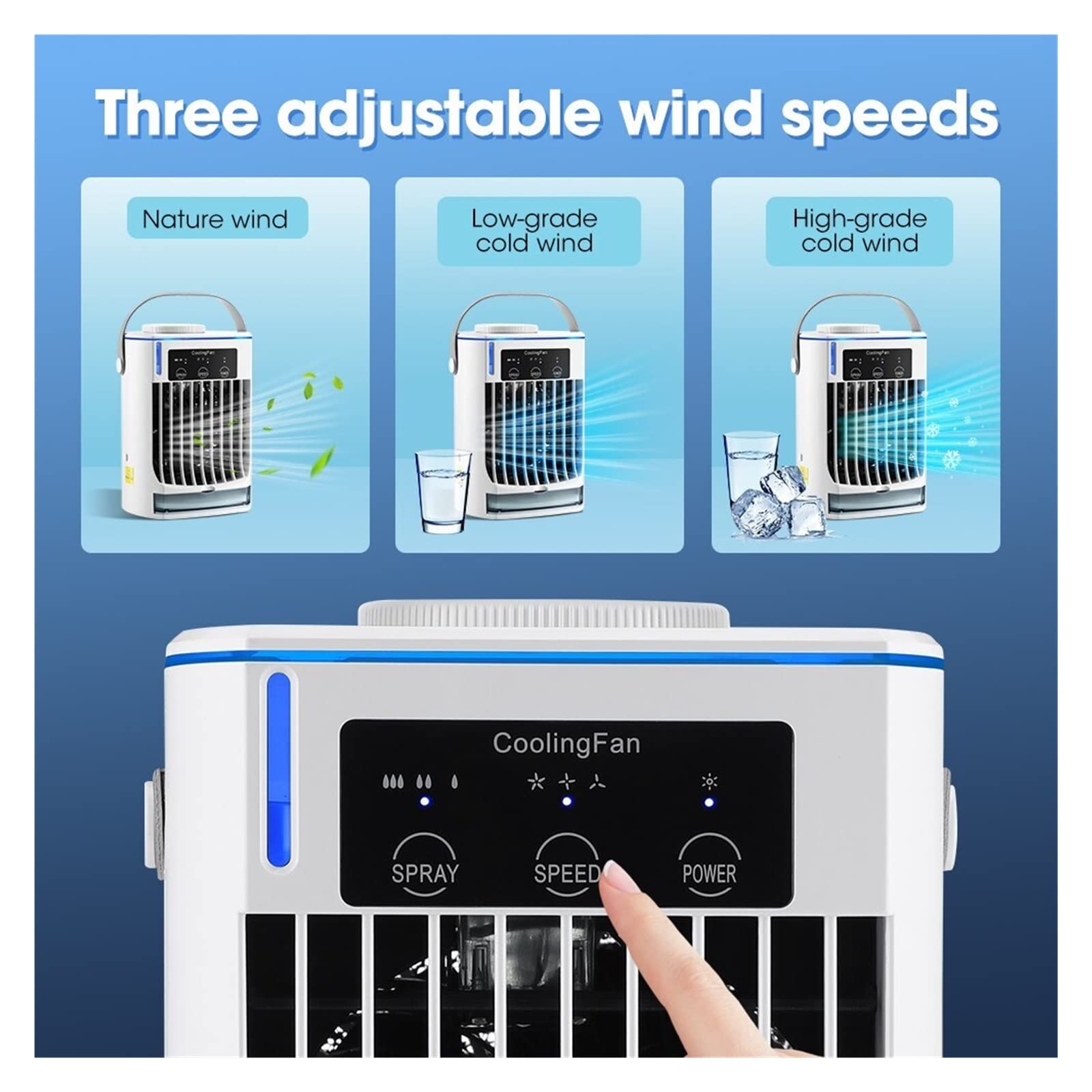 Enfriador de Aire portátil, Ventilador de refrigeración para Escritorio, pulverizador de Agua, USB, acondicionamiento de Oficina, Tanque de 500ml, refrigeración silenciosa có