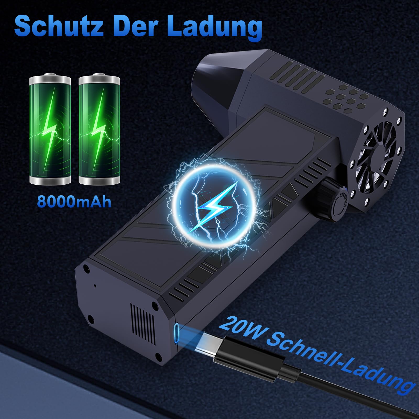 Electric Air Duster, Elektrische Staubgebläse, 130,000 U/min Mini Gebläse, Stufenloses Getriebe Turbo Fan, Druckluft-Staubwedel mit 8000mAh Akku für Computer, Tastatur, Outdoor